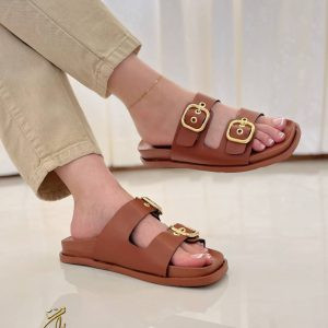 صندل دوبند طبی زارا زنانه و دخترانه مشکی و کرم صندل دوسگک راحت