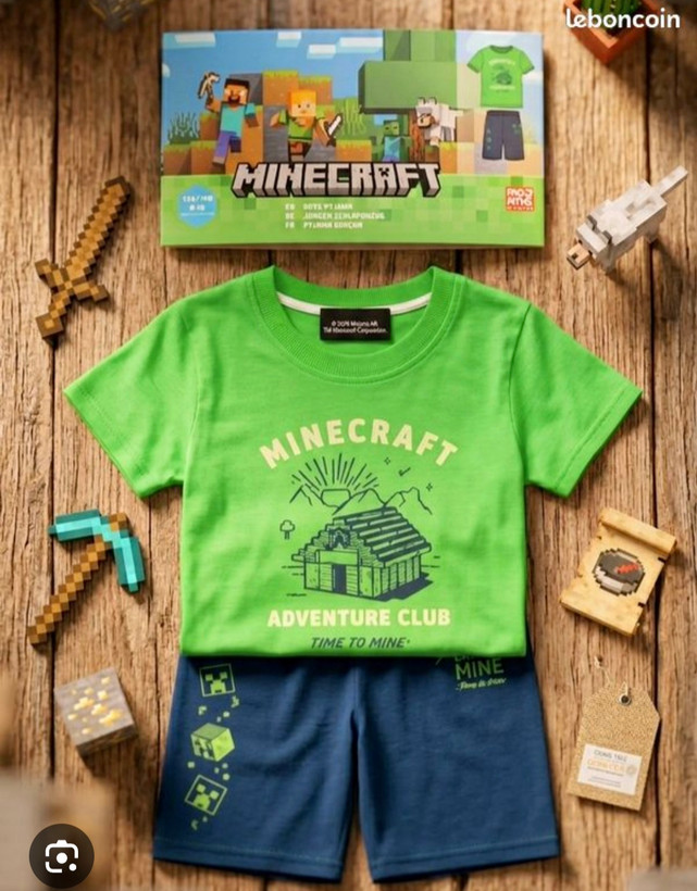 ست تیشرت و شلوارک راحتی نخی پسرانه ماینکرافت اسپرت دخترانه minecraft