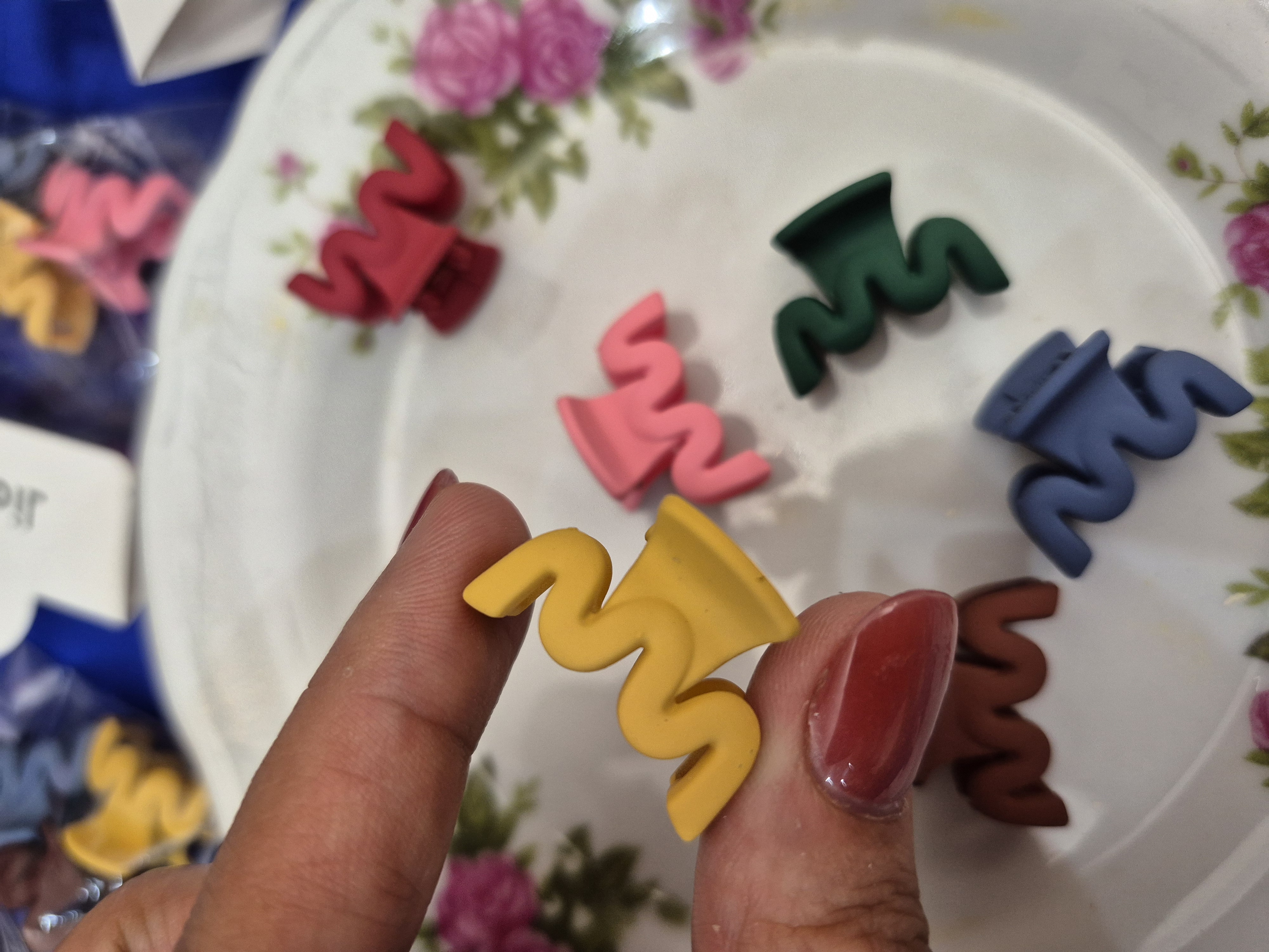 پک سه تایی گیره مینی طرح موج مخملی مات